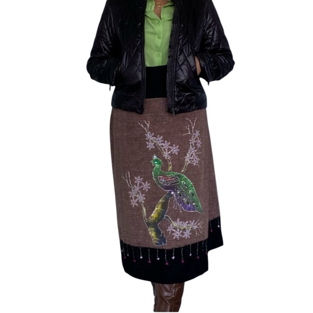One of a kind wraparound skirt. Hand made, original. Embroidered.